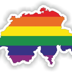 Suisse Gay Rainbow Carte Drapeau Autocollant pour ordinateur portable Livre Réfrigérateur Guitare Moto Casque ToolBox Porte PC Bateau