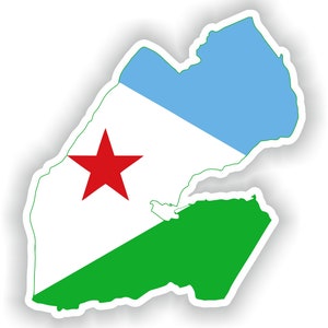 Djibouti mapa Sticker Bandera para Laptop Book Nevera Guitarra Chaqueta Casco ToolBox Puerta PC Barco