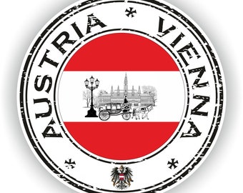 Pegatina de sello de Viena de Austria, bandera redonda para ordenador portátil, libro, nevera, guitarra, casco de motocicleta, caja de herramientas, puerta, PC, barco