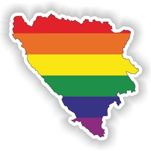 Bosnia y Herzegovina Gay Arco Iris Mapa Etiqueta engomada para el ordenador portátil libro Nevera Guitarra Chaqueta casco ToolBox Puerta PC Barco