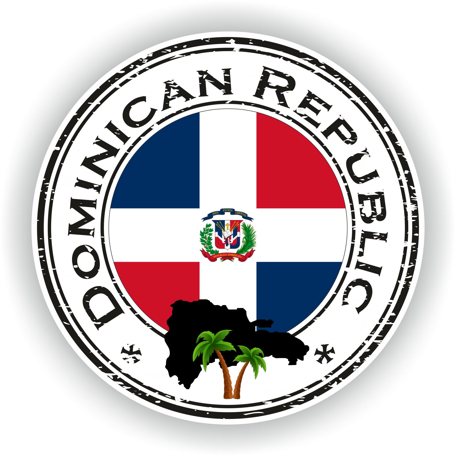 thumbnail interactive-video image 1 of All3dStickers 3D Domed Resin Sticker – Dominican Republic Flag – Vinyl Adhesive Decal For Car 1 of 3