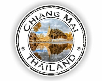 Chiang Mai Thailand Seal Sticker Round Flag for Laptop Book Fridge Guitar Motorcycle Helmet ToolBox Door PC Boat