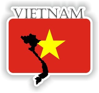 Akachafactory 2 Adesivi Bandiera Vietnam | Decalcomania Auto E Moto | 10x6 Cm Resistenti Ai Raggi UV