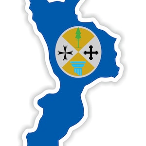 Kalabrien Italien Karte Sticker Flagge für Laptop Buch Kühlschrank Gitarre Motorrad Helm Werkzeugbox Tür PC Boot