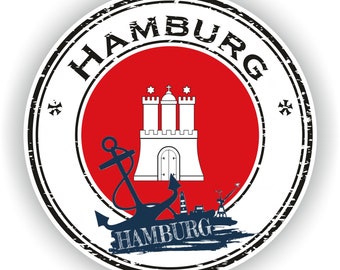 Hamburgo alemanha selo adesivo bandeira redonda para portátil livro geladeira guitarra capacete da motocicleta caixa de ferramentas porta pc barco