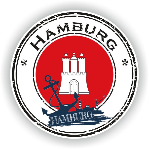 Hamburg Germany Seal Sticker Round Flag for Laptop Book Fridge Guitar Motorcycle Helmet ToolBox Door PC Boat