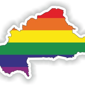 Burkina Faso Gay Arco Iris Mapa Etiqueta engomada para el libro portátil Nevera Guitarra Casco de la motocicleta ToolBox Puerta PC Barco