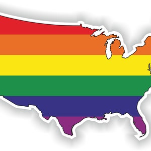 Etats-Unis Gay Rainbow Carte Drapeau Autocollant pour ordinateur portable Livre Réfrigérateur Guitare Moto Casque ToolBox Porte PC Bateau