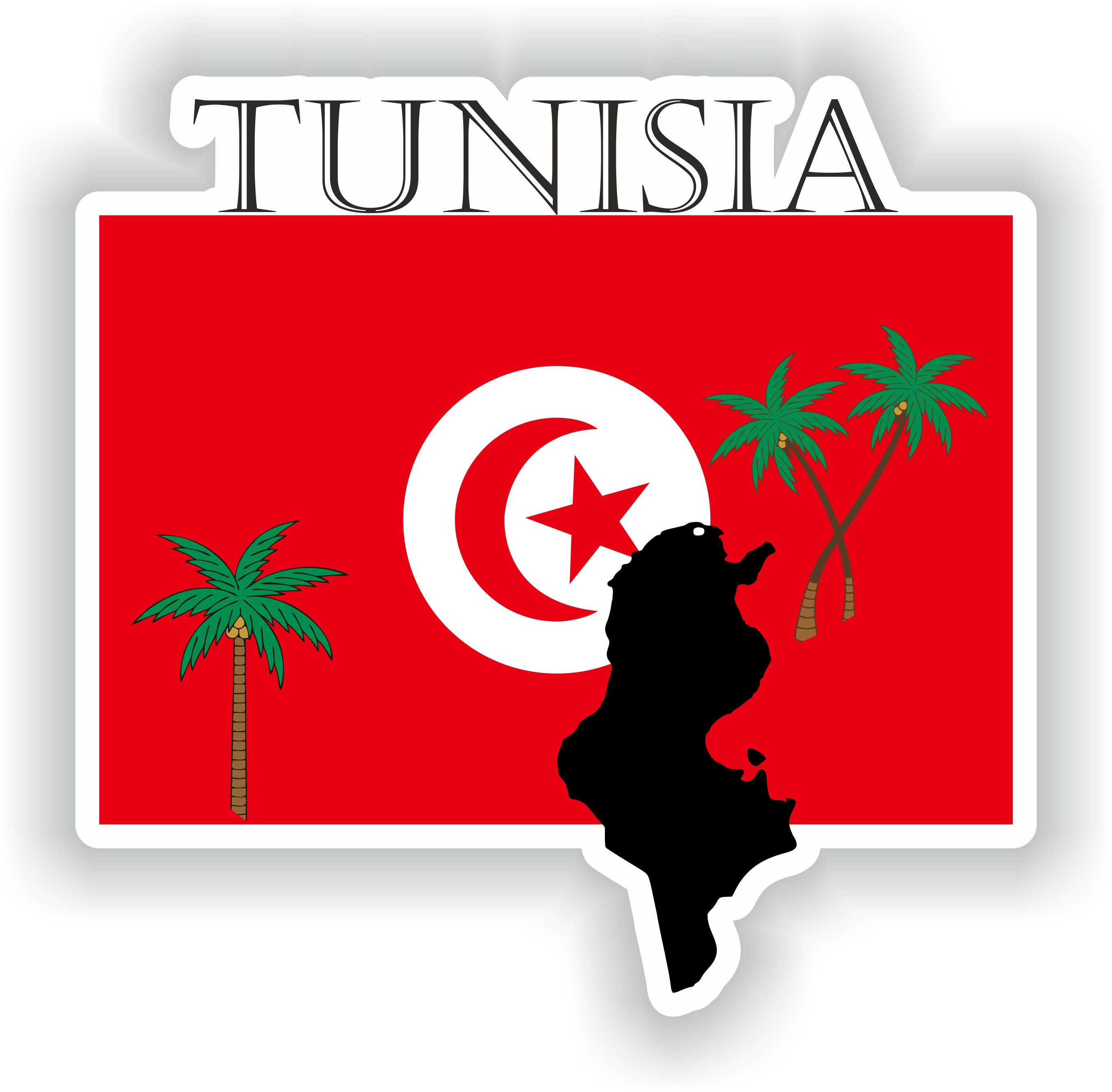 Tunisia Sticker Flag MF for Laptop Book Fridge Guitar Motorcycle