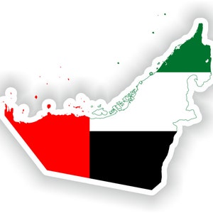 Emiratos Arabes Unidos Mapa Bandera Silueta Pegatina para Ordenador portátil Libro Nevera Guitarra Motocicleta Casco ToolBox Puerta PC Barco
