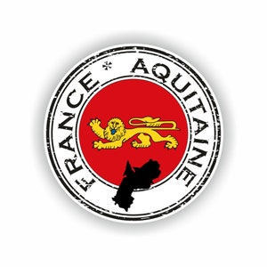 Aquitaine France Seal Sticker Round Flag for Laptop Book Fridge Guitar Motorcycle Helmet ToolBox Door PC Boat