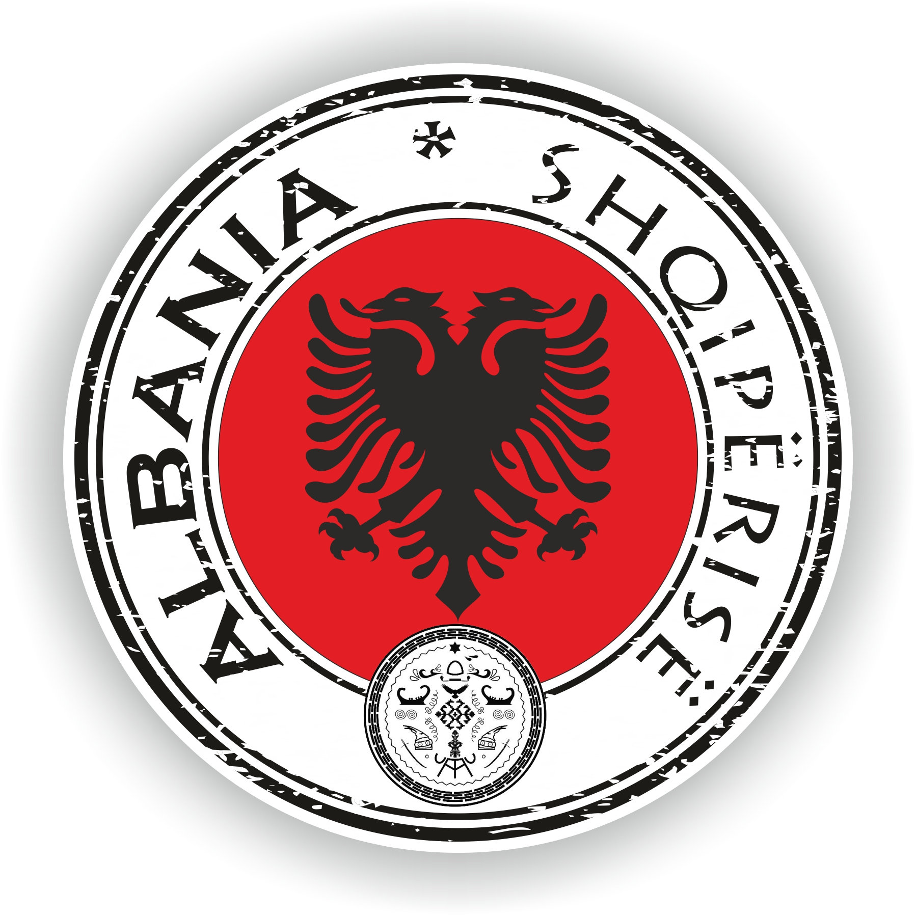 Bandiera dell'albania banner con texture grunge | Vettore Premium