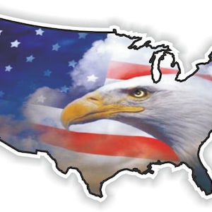 USA Carte Flag Eagle #22 Autocollant pour Bumper Car Van Truck Moto Casque ToolBox Door PC Boat