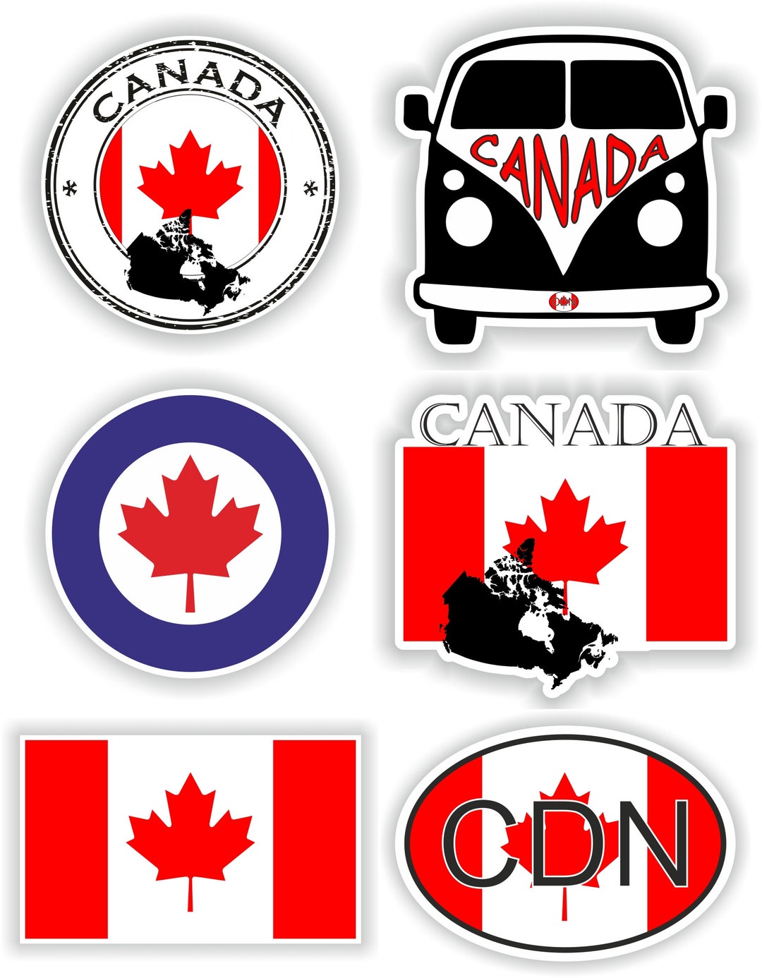 Canada Set of Stickers for Laptop Book Water Bottle Fridge Guitar ...