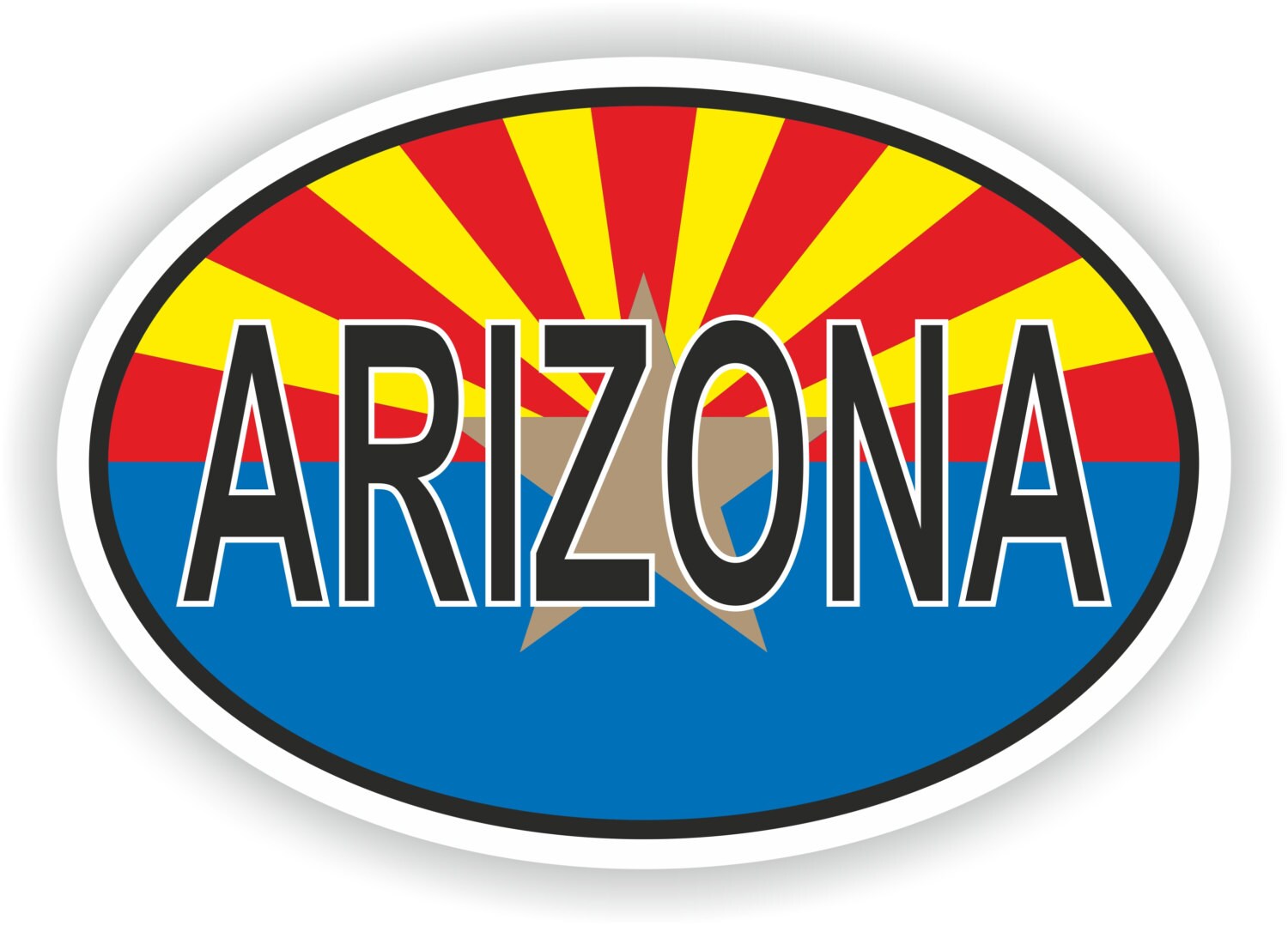 Arizona USA Country Code Oval Sticker with Flag for Bumper Etsy