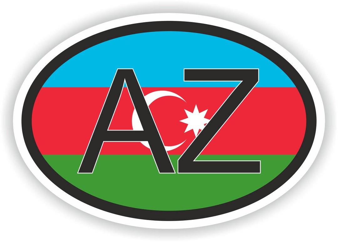AZERBAIJAN Country Code Oval Sticker With Flag for Bumper Laptop Book ...