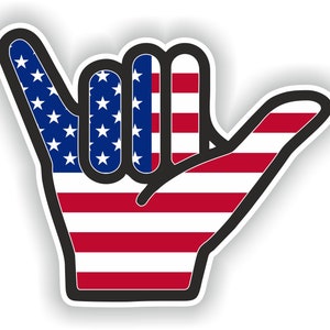 USA Shaka Hand Sticker Hang Loose for Laptop Book Fridge Guitar Motorcycle Helmet ToolBox Door PC Boat