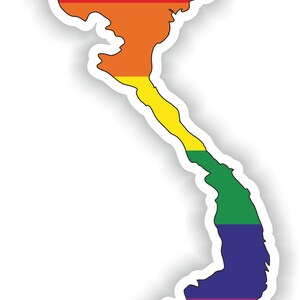 Vietnam Gay Arco Iris Mapa Etiqueta engomada para el libro portátil Nevera Motocicleta Casco ToolBox Puerta PC Barco