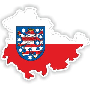 Thüringen Thuringen Freistaat Thüringen Duitsland kaart Sticker Vlag voor Laptop Boek Koelkast Gitaar Motorhelm ToolBox Deur PC Boot