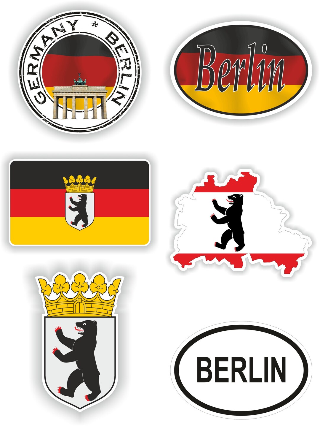 Berlin Set of Stickers for Laptop Book Water Bottle Fridge Guitar ...