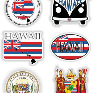 Hawaii Set of Stickers for Laptop Book Water Bottle Fridge Guitar Motorcycle Helmet ToolBox Door PC Boat