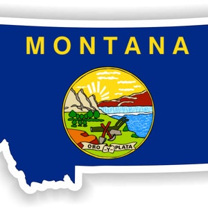 Pegatina de silueta de bandera de mapa de Montana para portátil, libro, nevera, guitarra, casco de motocicleta, caja de herramientas, puerta, PC, barco