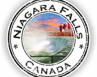 Naklejka z pieczęcią Niagara Falls Canada okrągła flaga na laptopa, lodówkę, gitarę, motocykl, kask, skrzynkę narzędziową, komputer, łódź