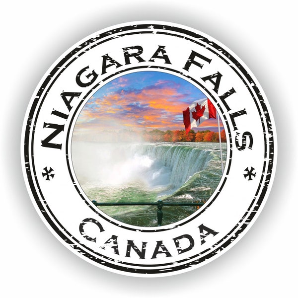 Niagara Falls Canada Seal Sticker Drapeau rond pour ordinateur portable Livre Réfrigérateur Guitare Moto Casque Boîte à outils Porte PC Bateau