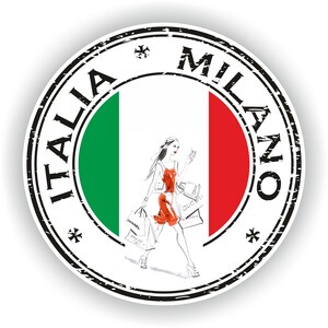 Italia Milano Seal Sticker Round Flag for Laptop Book Fridge Guitar Motorcycle Helmet ToolBox Door PC Boat