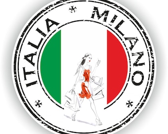 Italia Milano Seal Sticker Round Flag for Laptop Book Fridge Guitar Motorcycle Helmet ToolBox Door PC Boat