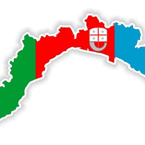 Liguria Italia mapa Pegatina Bandera para el libro portátil Nevera Guitarra Casco de motocicleta Caja de herramientas Puerta PC Barco