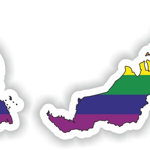 Malaisie Gay Rainbow Carte Drapeau Autocollant pour ordinateur portable Livre Réfrigérateur Guitare Moto Casque ToolBox Porte PC Bateau
