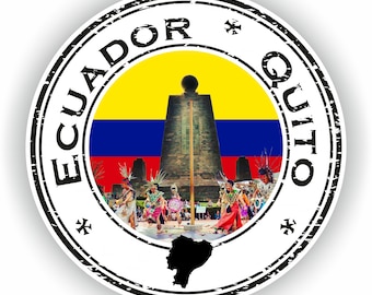 Ecuador Quito La Mitad Del Mundo Sello Pegatina Bandera Redonda para Laptop Libro Nevera Guitarra Casco de Motocicleta Herramienta Caja de Herramientas Puerta PC Barco