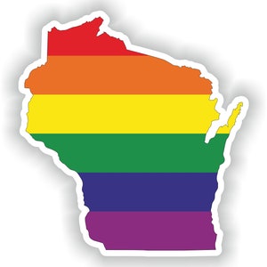 Wisconsin Gay Arco Iris Mapa Etiqueta engomada para el libro portátil Nevera Motocicleta Casco ToolBox Puerta PC Barco