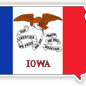 Iowa Mapa Bandera Silueta Pegatina para el libro del ordenador portátil Nevera Motocicleta Casco ToolBox Puerta PC Barco
