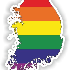 Corée du Sud Gay Rainbow Carte Drapeau Autocollant pour ordinateur portable Livre Réfrigérateur Guitare Moto Casque ToolBox Porte PC Bateau