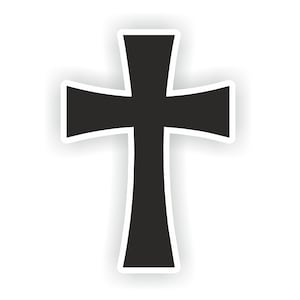 May include: A black cross with rounded edges, outlined in white, against a white background.