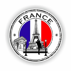 Frankreich Tour Eiffel Arc de Triomphe Siegel Aufkleber runde Flagge für Laptop Buch Kühlschrank Gitarre Motorrad Helm ToolBox Tür PC Boot