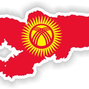 Kyrgyzstan Map Flag - Digital File Download - svg, png, eps, jpg