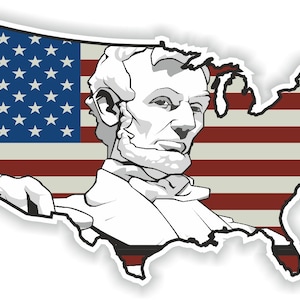 Mapa de EE.UU. Bandera Abraham Lincoln Pegatina para parachoques coche Van Truck motocicleta casco caja de herramientas puerta PC barco