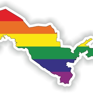 Uzbekistán Gay arco iris mapa etiqueta engomada para el libro portátil nevera motocicleta casco ToolBox puerta PC barco