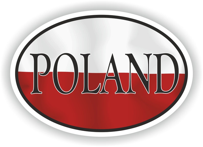 Poland Country Code Oval Sticker with Flag for Bumper Laptop Book Fridge Helmet ToolBox Door PC Hard Hat Tool Box Locker Truck