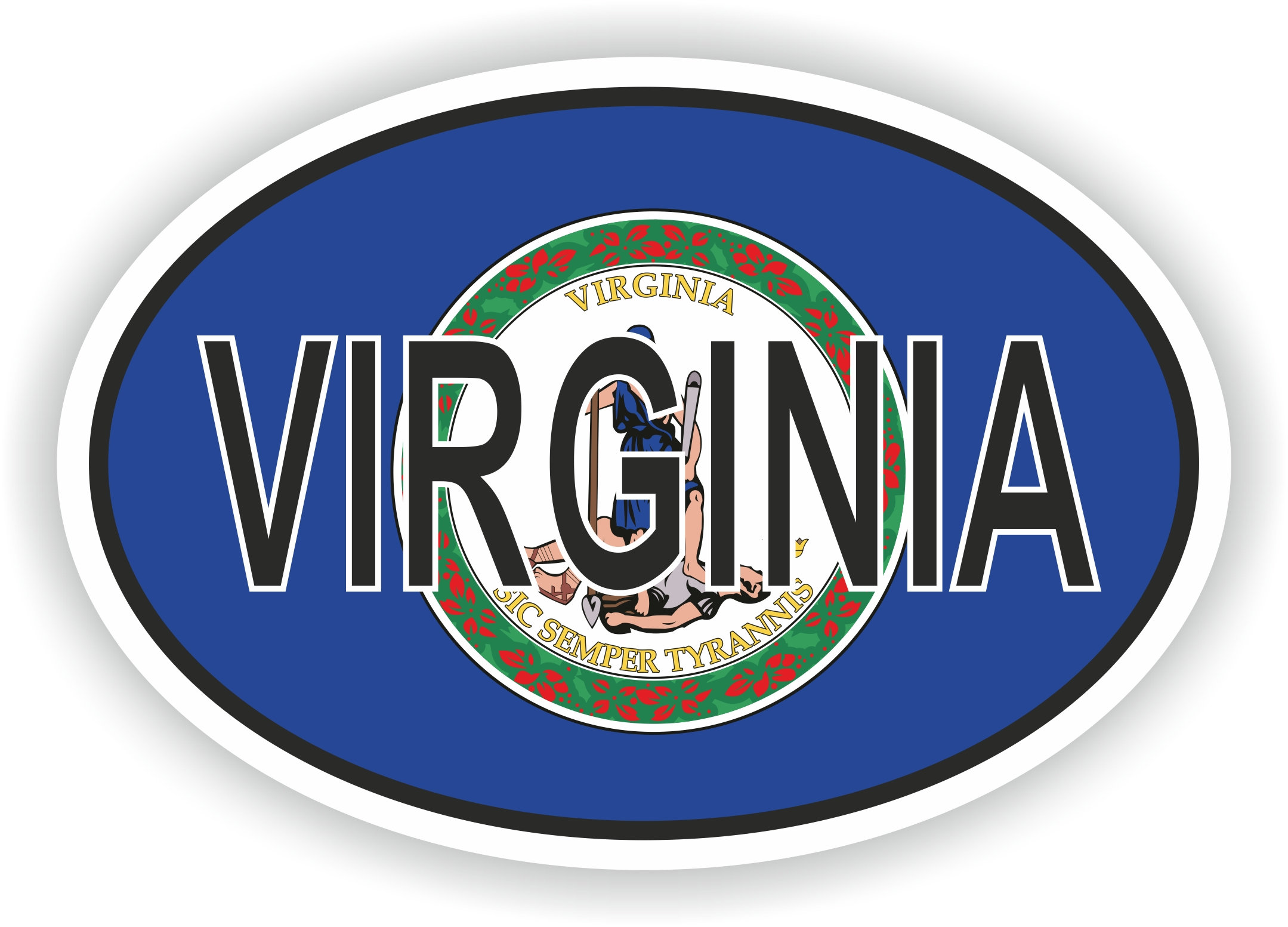 VIRGINIA Country Code Oval Sticker With Flag for Bumper Laptop Book ...