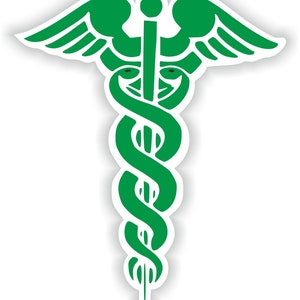Caduceus Green Medical Pharmacy Doctor Symbol Sticker for Bumper Car Laptop Book Suitcase Fridge Motorcycle Helmet Door