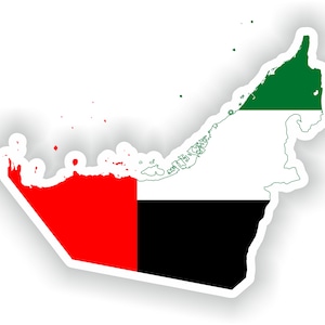 Emiratos Árabes Unidos Mapa Bandera Silueta Pegatina para laptop Libro Nevera Guitarra Casco de motocicleta ToolBox Puerta PC Barco