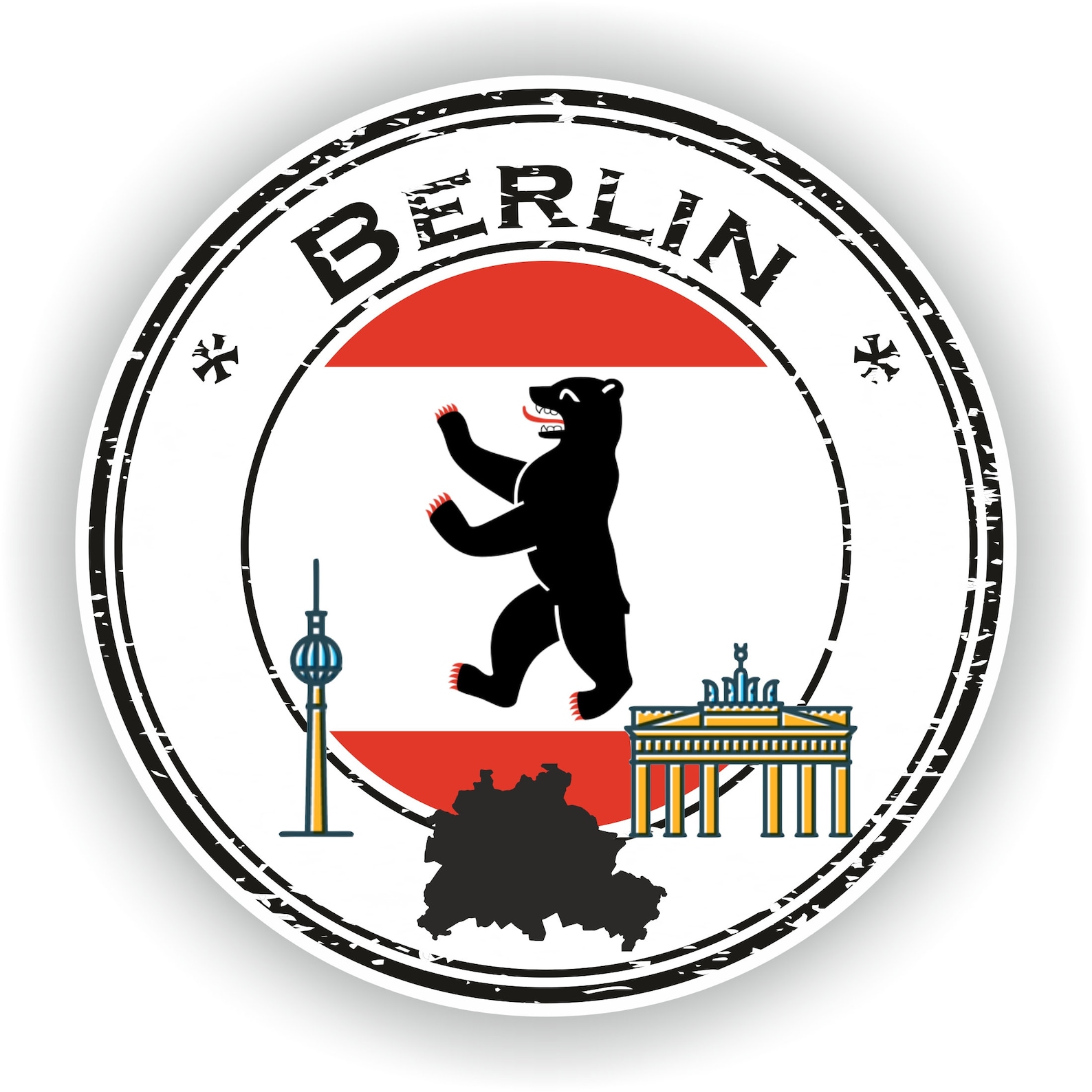 Germany Berlin Bear Seal Sticker Round Flag for Laptop Book Fridge ...