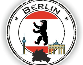 Deutschland Berlin Bär Siegel Aufkleber Rund Flagge für Laptop Buch Kühlschrank Gitarre Motorrad Helm ToolBox Tür PC Boot