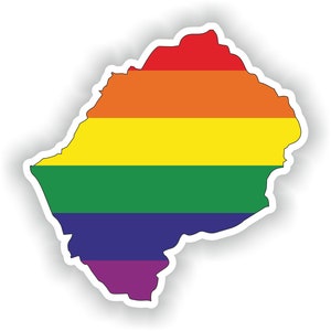 Lesotho Gay Arco iris mapa etiqueta engomada para el libro portátil nevera guitarra casco de la motocicleta ToolBox puerta PC barco