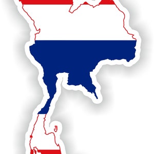 Pegatina de silueta de bandera de mapa de Tailandia para portátil, libro, nevera, guitarra, casco de motocicleta, caja de herramientas, puerta, PC, barco