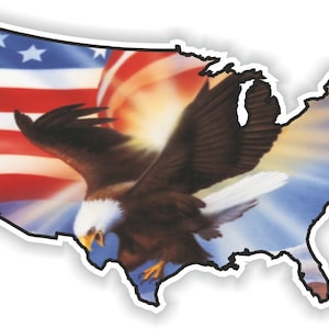 USA Carte Flag Eagle #14 Autocollant pour Bumper Car Van Truck Moto Casque ToolBox Door PC Boat